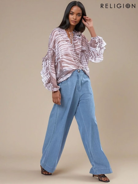 Religion Natural Oversized Callisto Blouse With Frills (F59786) | 3,725 UAH