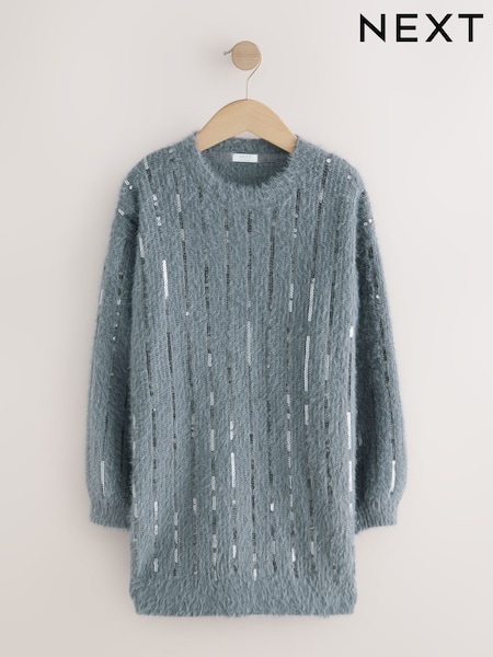 Grey Stripe Sequin Christmas Jumper Dress (3-16yrs) (F59825) | AED137 - AED163
