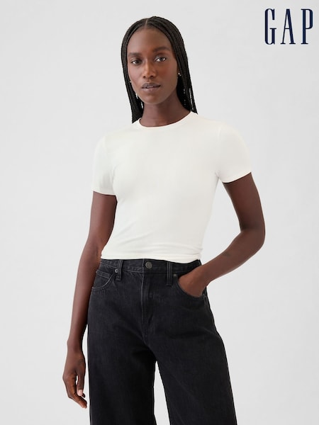 Gap White CloseKnit Jersey Short Sleeve Crew Neck T-Shirt (F59832) | €20