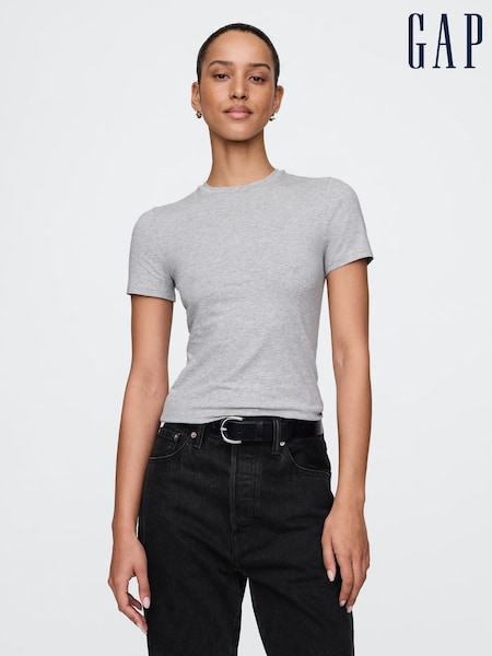 Grau - Gap CloseKnit Kurzarm-T-Shirt mit Rundhalsausschnitt aus Jersey (F59834) | 21 €