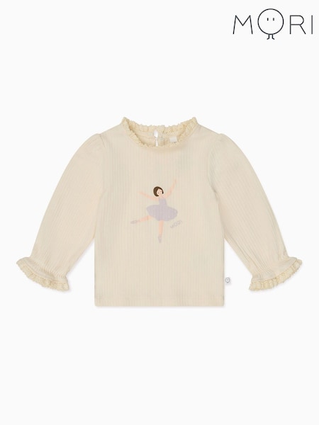 MORI Cream Ballerina Cotton & Bamboo Long Sleeve Top (F59856) | ‏146 د.إ.‏ - ‏ 157‏ د.إ.