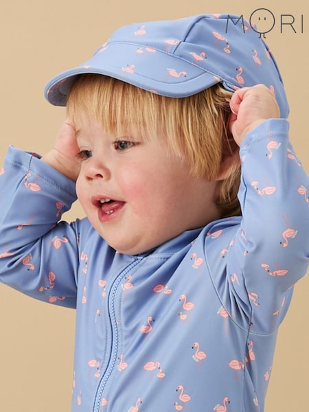 MORI Green Strawberry Stripe Neck Cover Swim Hat UPF 50+ (F59857) | €25