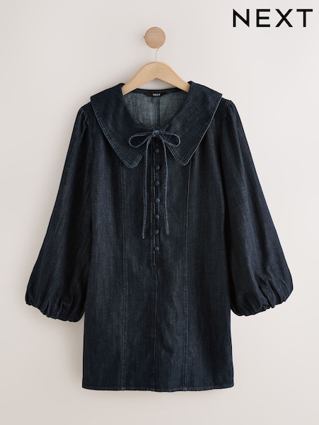 Rinse Blue - Large Peter Pan Collared Long Sleeve Mini Dress (F59866) | R$ 455