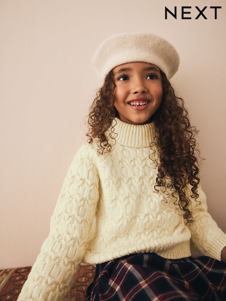Oatmeal Cable Roll Neck Jumper (3-16yrs) (F59934) | €28 - €35