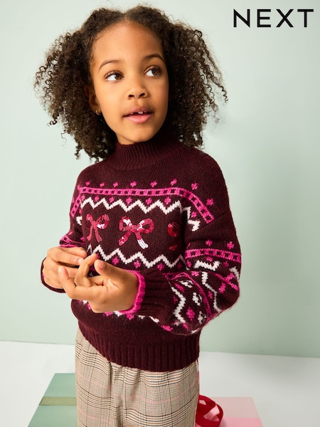 Barva jagodičja - Bow Christmas Jumper (3-16yrs) (F59937) | € 27 - € 34