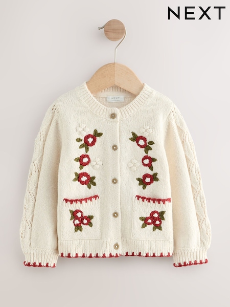 Ecru Floral Print Cardigan (3mths-7yrs) (F59973) | €30 - €36
