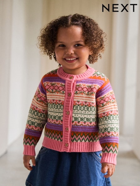 Pink Fairisle Pattern Cardigan (3mths-7yrs) (F59976) | AED86 - AED107