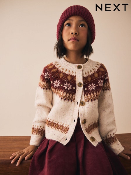 Ecru Snowflake Fairisle Cardigan (3-16yrs) (F59996) | €32 - €38