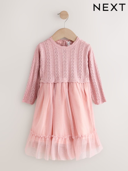 Pink Knitted Occasion Dress (3mths-10yrs) (F59998) | €44 - €50