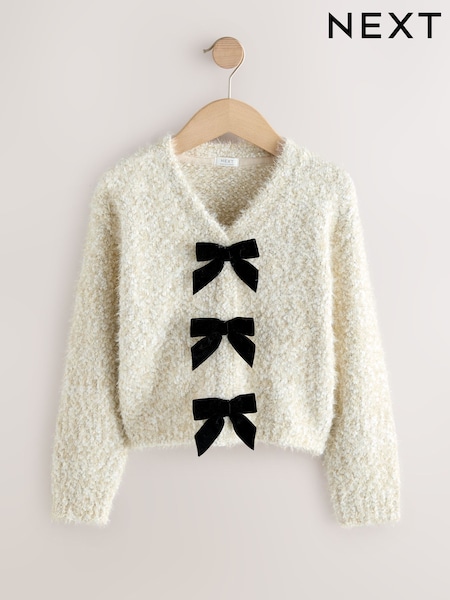 Ecru Bow V-Neck Cardigan (3-16yrs) (F59999) | €32 - €38