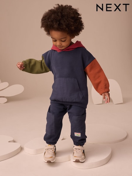 Bleumarin albastru - Set Hoodie cu Imprimeuri colorate și Pantaloni sport (3luni-7ani) (F60091) | 149 LEI - 179 LEI