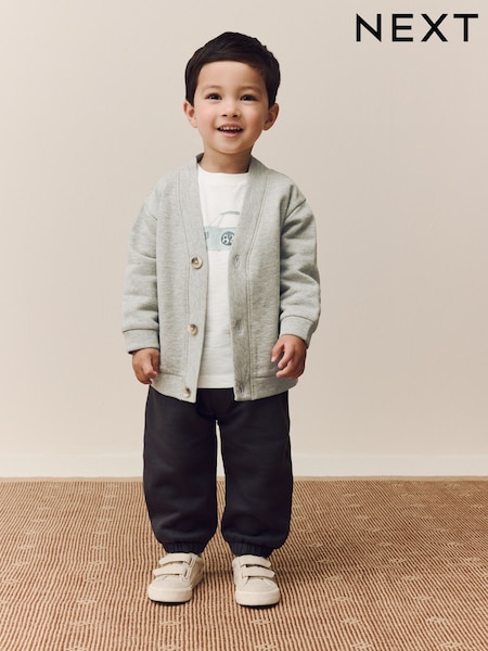 Grey/White Cardigan T-Shirt and Trousers Set 3 Piece (3mths-7yrs) (F60097) | AED142 - AED163