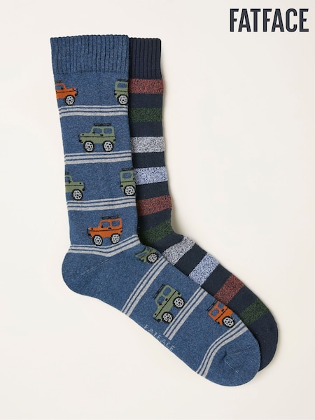 FatFace Navy Blue 2 Pairs of Off Roader Thermal Socks (F60152) | €21