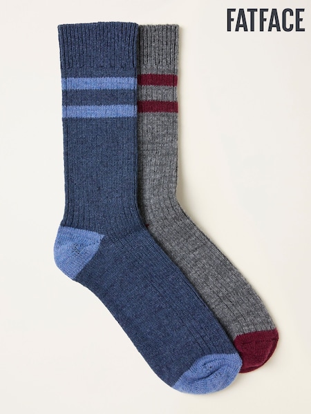 FatFace Grey 2 Pairs of Ribbed Boot Socks (F60157) | €20