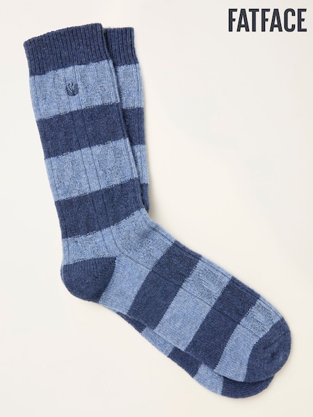 FatFace Blue Striped Cashmere Blend Socks (F60159) | €21