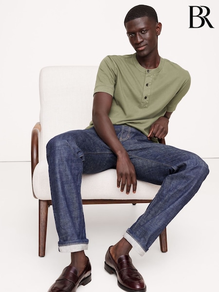Banana Republic Green Soft Wash Henley T-Shirt (F60169) | €43