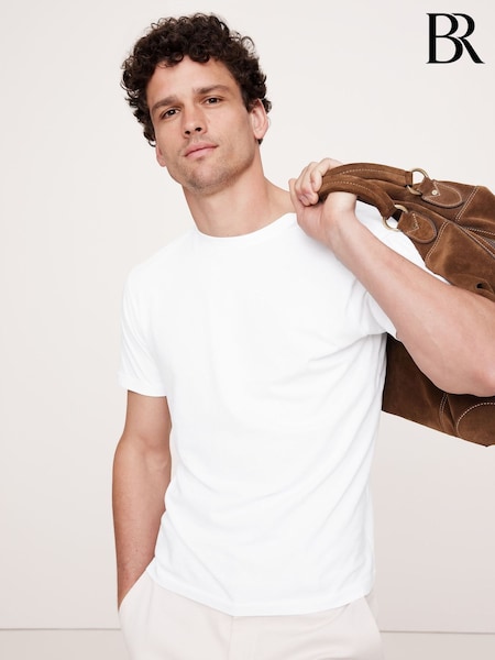 Banana Republic White Lightweight Cotton Crew-Neck T-Shirt (F60172) | €40