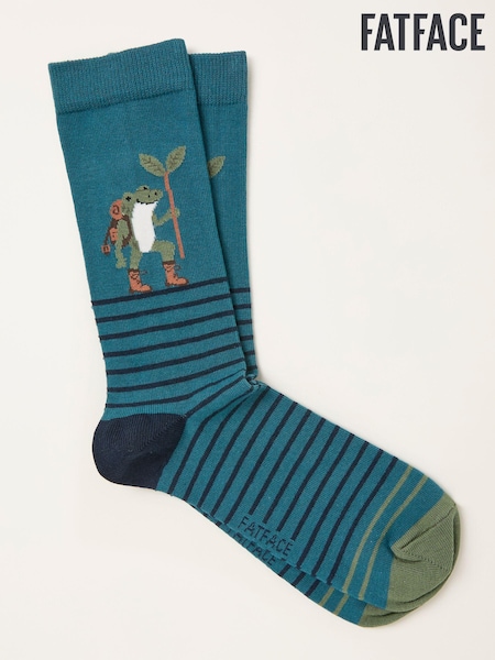FatFace Teal Blue Hiking Frog Socks (F60183) | €10