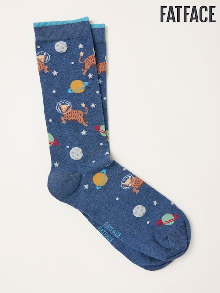 FatFace Navy Space Cow Socks (F60185) | AED44
