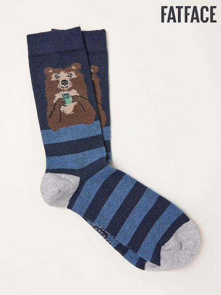 FatFace Navy Bear Socks (F60190) | AED44