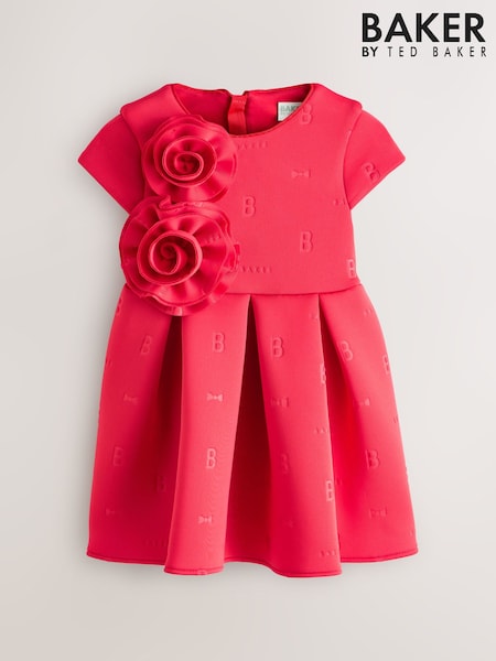 Baker by Ted Baker Red 3D Corsage Embossed Scuba Dress (F60255) | €53 - €57
