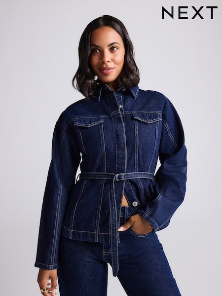 Rinse Blue Belted Fitted Denim Jacket (F60398) | €41