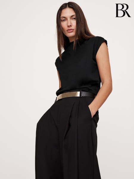 Banana Republic Black Silky Cotton Mock-Neck Top (F60413) | €34