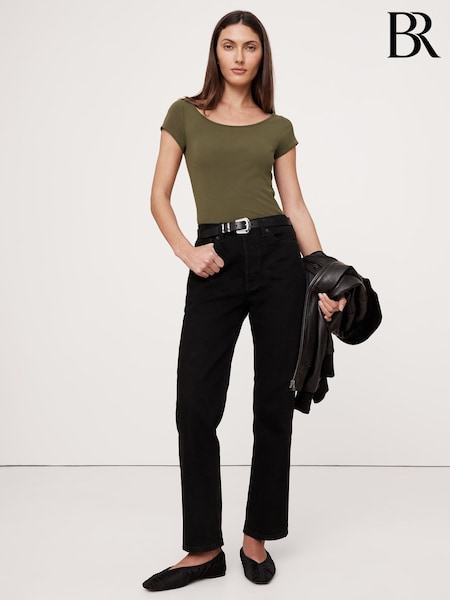Verde - Tricou cu decolteu rotund rafinat Banana Republic (F60414) | 223 LEI