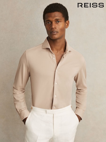 Reiss Stone Bobby Modal-Blend Cutaway-Collar Shirt Regular-Fit (F60559) | €142