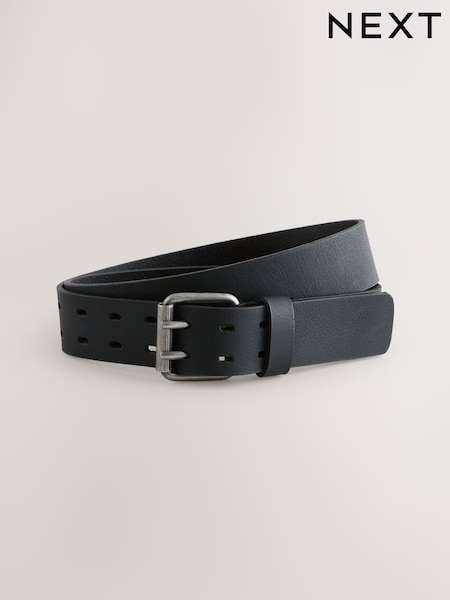 Black Double Prong Casual Leather Belt (F60568) | €28