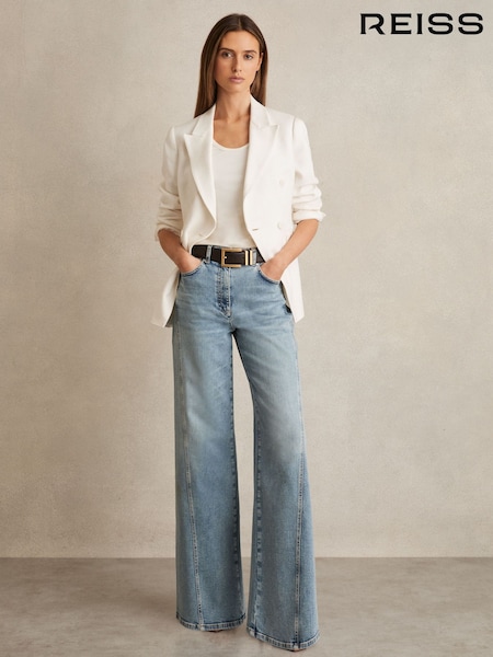 Reiss Light Blue Fern Petite Twist Seam Wide Leg Jeans (F60570) | €259