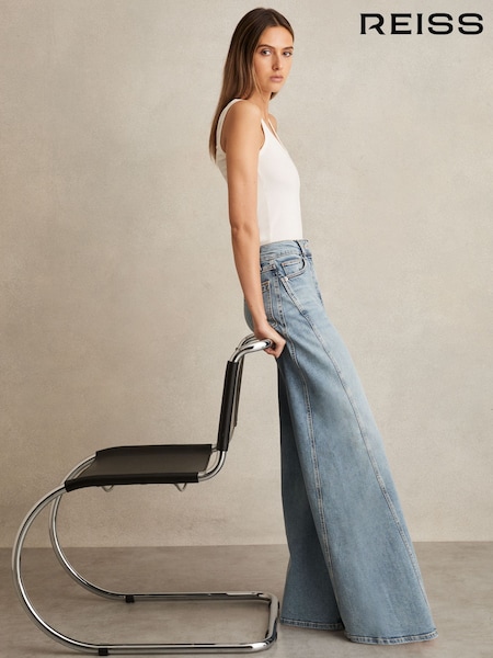 Reiss Light Blue Fern Twist Seam Wide Leg Jeans (F60572) | €259