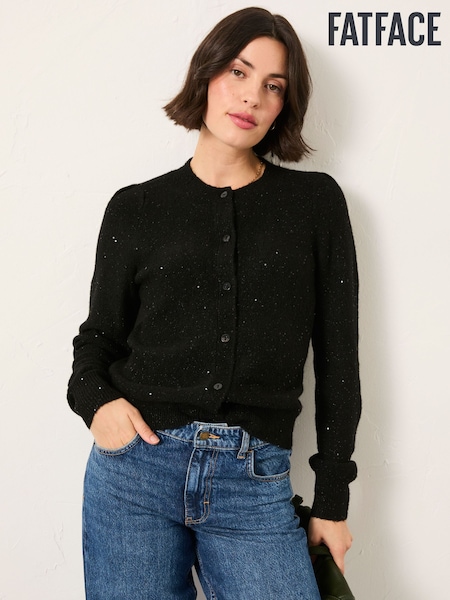 FatFace Jasmine Black Sparkle Knitted Cardigan (F60579) | €76.50