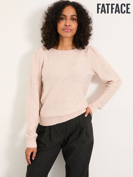 FatFace Jasmine Pale Pink Sparkle Knitted Jumper (F60580) | €73.50