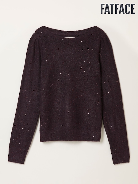 FatFace Jasmine Burgundy Red Sparkle Knitted Jumper (F60584) | € 66
