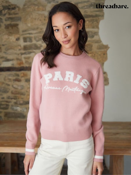 rožnata - Threadbare Varsity Knitted Jumper (F60649) | € 32
