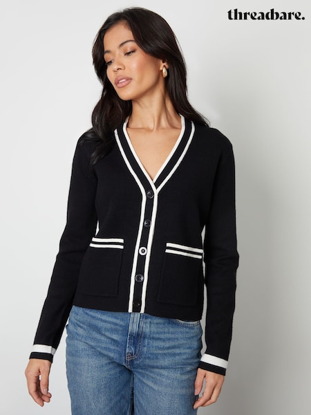 Threadbare Black Contrast Edge Knitted Cardigan (F60650) | 1,562 UAH