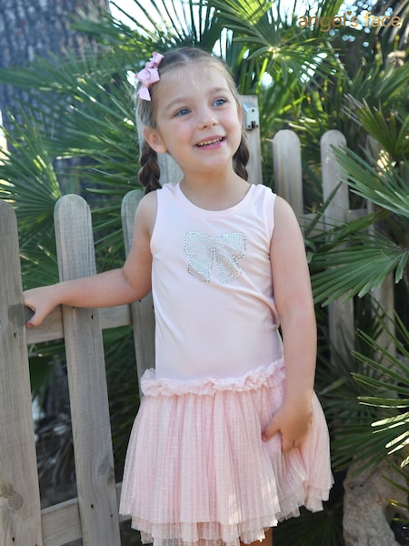 Angels Face Pink Austin Crystal Bow Tulle Dress (F60668) | AED349 - AED379