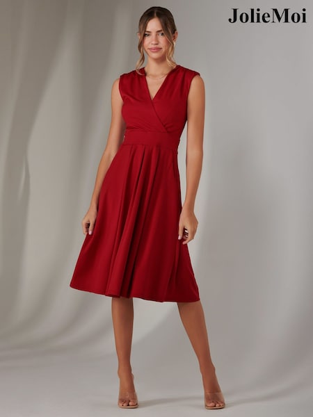 Красный - Jolie Moi Plain Sleeveless Midi Dress (F60730) | €103