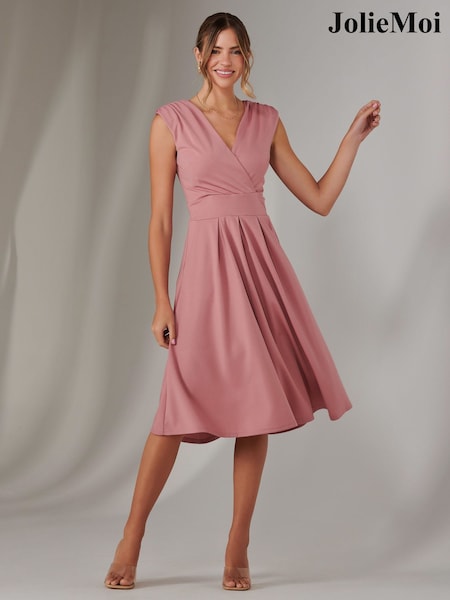 Розовый - Jolie Moi Plain Sleeveless Midi Dress (F60738) | €103