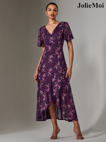 Jolie Moi Purple Wrap Midaxi Dress (F60769) | ₪362