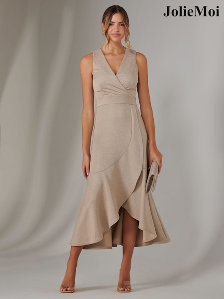 Kultainen/kullanvärinen - Jolie Moi Wrap Frill Hem Maxi Dress (F60774) | €123