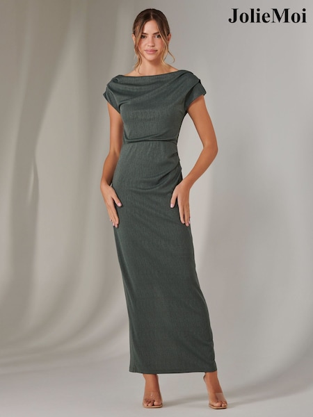 Jolie Moi Green Asymmetrical Bodycon Midaxi Dress (F60777) | 386 QAR