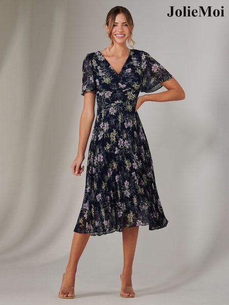 Multi Kukallinen  - Jolie Moi Chiffon Pleated Wrap Midmaxi Dress (F60779) | €118
