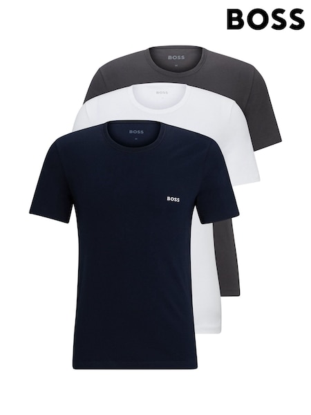 BOSS Black/Grey/White Cotton T-Shirt 3 Pack (F60880) | R$ 445