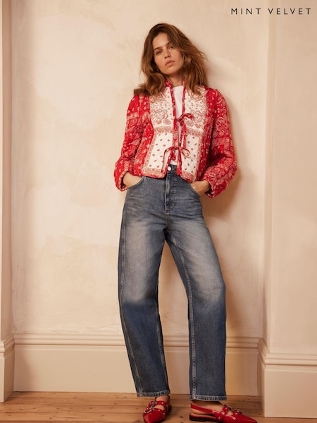 Mint Velvet Red Printed Quilt Jacket (F60898) | €179