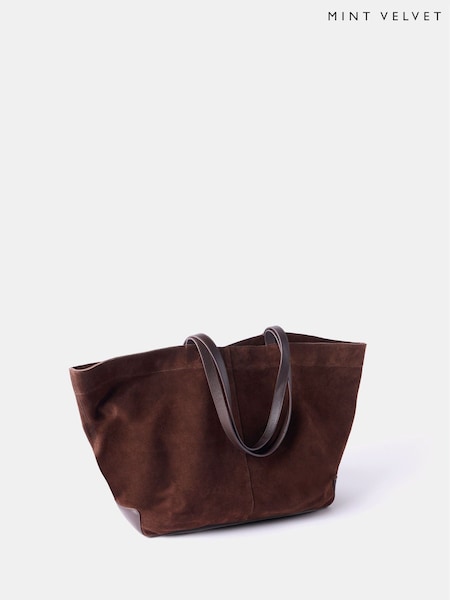 Mint Velvet Oversized Chocolate Brown Suede Tote Bag (F60906) | kr3 160