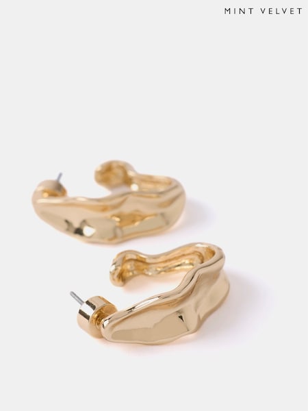 Mint Velvet Gold Tone Textured Earrings (F60917) | €32