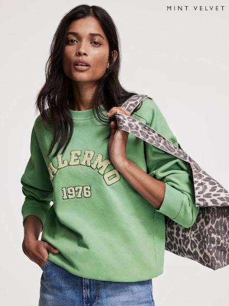 Mint Velvet Green Cotton Blend Palermo Sweatshirt (F60932) | €105