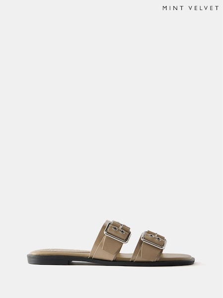 Mint Velvet Brown Buckle Flat Sandals (F60940) | AED641